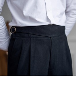 Pantalones Rectos Plisados de Corte Napolitano Retro Italiano de Moda, Cintura Alta, Diseño <span class=keywords><strong>Gurkha</strong></span>, Personalización Disponible para Compras al por Mayor Globales - Product Image 4