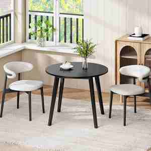 Tavolo da Pranzo Rotondo in Legno Massello, Tavolo Circolare in Bambù per Colazione, Tavolo da Pranzo in Bambù per Sala da Pranzo - Product Image 4