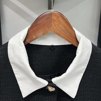 AIMEISI Nouvel ensemble deux pièces élégant en tweed contrastant, blazer court à simple boutonnage et pantalon, sur mesure pour femme