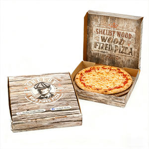 กล่องพิซซ่ากระดาษลูกฟูก E-F ขนาด 12 14 16 นิ้ว เป็นมิตรกับสิ่งแวดล้อม พร้อมพิมพ์โลโก้ตามสั่ง แบบพิมพ์ด้านเดียวหรือสองด้าน - Product Image 2