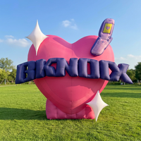 Ballon géant en PVC de haute qualité pour événement promotionnel, modèle cœur gonflable extérieur, plus de 3,6 m de haut