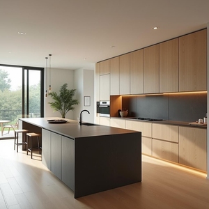 Op Maat Gemaakte Witte Eiken Fineer Keukenkast Moderne Stijl Modulaire Moderne Massief Houten Keukenopbergkasten - Product Image 2