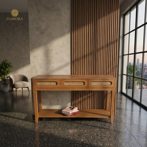 โต๊ะคอนโซลไม้สักแท้ Ardin รุ่นโมเดิร์น พร้อมที่เก็บของ - ทนทานและทำความสะอาดง่าย ใช้ได้หลายห้อง เฟอร์นิเจอร์ห้องนั่งเล่น - Product Image 5