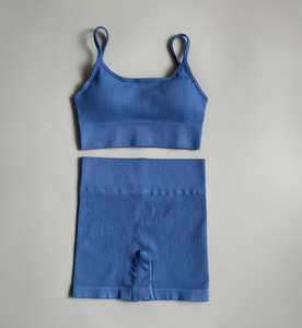 七彩时尚欧美性感瑜伽套装女式吊带文胸高腰健身短裤 - Product Image 4