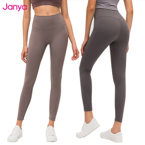 Janya Vêtements de sport solides avec logo personnalisé pour femmes, pantalons de fitness respirants, sans couture avant, leggings de yoga <span class=keywords><strong>taille</strong></span> haute pour adultes - Product Image 1