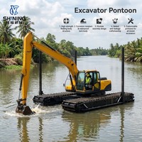 Ponton d'excavatrice amphibie en acier Q355B haute résistance, flottabilité stable pour les opérations en zone boueuse et sur sol souple