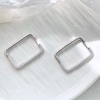 Bijoux fins pour femmes Micro pavé CZ Zircon Double face Rectangle boucles d'oreilles plaqué or boucles d'oreilles pour mariage