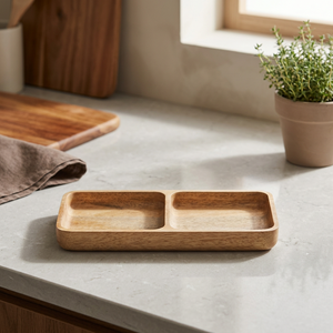 Plateau de service en bois de qualité supérieure à 2 compartiments avec plusieurs sections pour le rangement à la maison, au bureau, en cuisine ou en atelier, disponible en toutes tailles - Product Image 2
