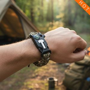 Baiyuheng gelang bertahan hidup, gelang Paracord 5 dalam 1 dengan pemicu api kompas alat peluit untuk penggunaan darurat dan berkemah luar ruangan - Product Image 2
