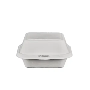 Customized Disposable Microwavable Biodegradable Sugarcane Bagasse Food Containers Burger Packaging Box