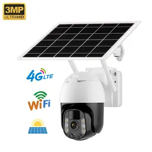 2K 3MP Pir Human Detection Low Power Solar 4G Ip Network Camera Outdoor Waterproof 12000mAh 4g Sim Card Solar Battery Ptz Camera