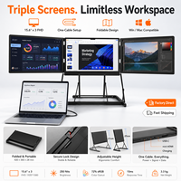 Moniteur portable à écran tactile triple, extension d'écran pour ordinateur portable, affichage sur 3 écrans, poste de travail multi-écrans pour ordinateur portable