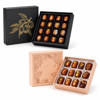 Boîte cadeau en carton avec couvercle et base, personnalisable avec logo, pour l'emballage de dattes, destinée au marché du Moyen-Orient, boîtes de luxe pour desserts