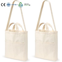Sac en toile de coton de couleur personnalisée, double sangle, double poche avant, sac à bandoulière pour transporter des documents de bureau