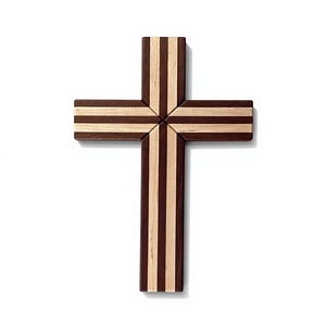Escultura de Cruz de Madera AZ ENTERPRISES, Diseño de Bambú con Rayas Verticales, Decoración Rústica para el Hogar, Sala de Estar, Navidad, Recién Nacido - Product Image 1