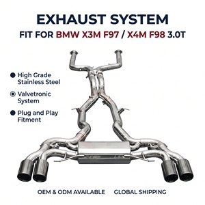 ระบบท่อไอเสีย Vortex Austenitic SS304 สำหรับ BMW X3M F97 X4M F98 3.0T พร้อมปลายท่อโครเมียมแบบสี่ท่อตรงกลาง รุ่น Mod Line U - Product Image 1