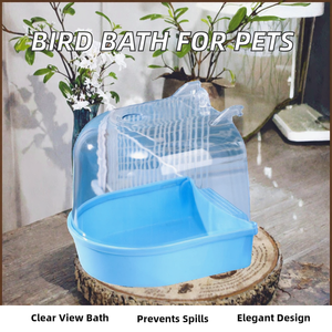 Wholesale New High Quality Luxury Plastic Transparent Anti-Overflow Birdbath Hanging <b>Bathing</b> Tub for <b>Small</b> Pet <b>Birds</b> Canary - Product Image 2
