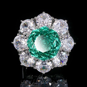Fashion Eco-friendly Copper Jewelry for Women High Quality <b>Set</b> 14-10mm Paraiba Green Zircon Premium Delicate Matching <b>Set</b> - Product Image 5