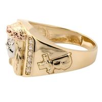 Religiöser Statement Unisex-Ring Goldton Mehrfarbig Jesus-Porträt mit Zirkonia-Einlage Anpassbar Großhandel Fingerschmuck