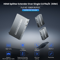 SYONG Divisor/Extensor HDMI sobre CAT5e/CAT6 60M RJ45 HDMI 1.3 HDCP 1.2 1080P POC IR EDID Loop Out DC 12V para HDTV y Receptor AV