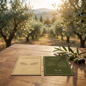 Biglietti di ringraziamento personalizzati di lusso in carta con lamina oro e goffratura <span class=keywords><strong>per</strong></span> olio d'oliva e prodotti alimentari gourmet - Product Image 5