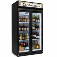 Congélateur commercial à double porte vitrée, refroidissement par air, dégivrage automatique, éclairage LED, 800L, pour boutique de chocolat