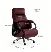 Chaise de bureau exécutive moderne en cuir extensible avec base chromée réglable en hauteur pour la maison, le bureau, l'hôtel, l'hôpital et l'école