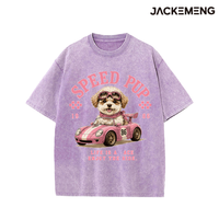 T-shirt Oversize Décontracté Y2K Imprimé Chien de Plage Rétro Délavé – Stock USA Vente en Gros