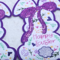 Patch Chenille Lapin de Pâques Coloré Personnalisé avec Paillettes, Grand Badge Lapin Scintillant Thermocollant pour Vêtements de Filles, Sacs et Projets DIY