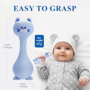 Vente chaude : hochet et anneau <span class=keywords><strong>de</strong></span> <span class=keywords><strong>dentition</strong></span> en silicone <span class=keywords><strong>de</strong></span> qualité alimentaire, sans BPA, sûr, doux, jouet sensoriel éducatif pour nouveau-né, coffret cadeau pour bébé - Product Image 4