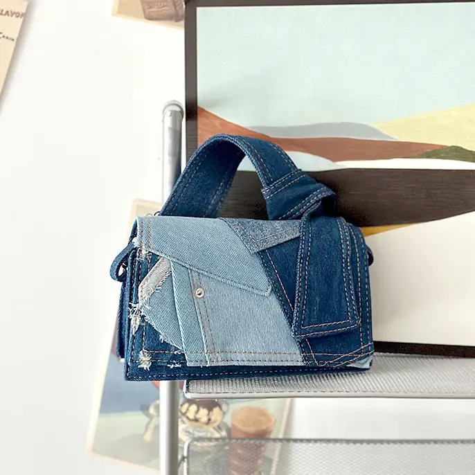 Thiết Kế Mới Chắp Vá Denim Crossbody Túi Cô Gái Giản Dị Nhỏ Vai Túi Denim Ví Và Túi Xách Cho Phụ Nữ