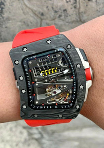 Reloj de Lujo para Hombre con Diseño de Carreras, Tourbillon Esqueleto, Caja Tonneau de Fibra de Carbono TPT, Reloj Mecánico Deportivo de Alta Calidad - Product Image 6