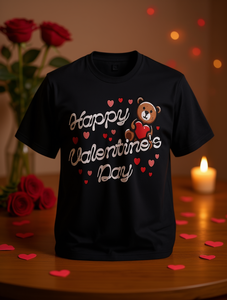 T-Shirt da Uomo per San Valentino con Orsacchiotto e Cuore, Girocollo, Manica Corta, 100% Cotone, Vestibilità Regolare, Stampa Casual - Product Image 2