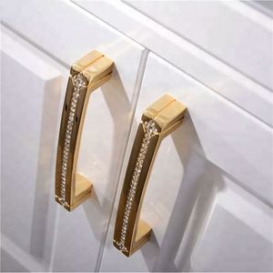 Tirador de Muebles Contemporáneo MLP19 de ZAMAK con Cristal Dorado Brillante para Cocina, Cómoda, Dormitorio, Baño, Cajón, Estilo Europeo de Lujo - Product Image 6