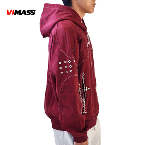 Felpe <span class=keywords><strong>con</strong></span> <span class=keywords><strong>Cappuccio</strong></span> di Alta Qualità in Cotone Unisex Spesse Comode Eleganti <span class=keywords><strong>Bordeaux</strong></span> <span class=keywords><strong>con</strong></span> Zip per Uso Quotidiano Casual - Product Image 2