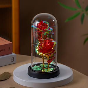 Lampe en verre avec feuille d'or rose, cadeau créatif pour la Saint-Valentin, la fête des mères, décoration, décoration d'usine - Product Image 5