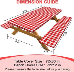 3PCS <b>Outdoor</b> Elastic Picnic <b>Table</b> and <b>Bench</b> Covers Fitted Waterproof Heavy Duty Tablecloth - Product Image 3