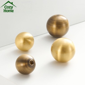 Poignées de meuble en laiton massif, boutons de meuble ronds en bronze <span class=keywords><strong>antique</strong></span>, poignées de porte longues en T pour armoires de cuisine - Product Image 3