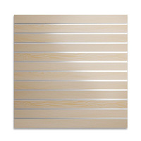 Panneaux de mur à lattes HiKUYA en MDF rainuré robuste sur mesure avec bandes en alliage d'aluminium, placage bois, écologiques, vente en gros