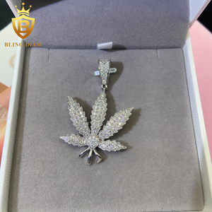 Liontin gaya HipHop perak 925 model daun Moissanite baru perhiasan Iced Out liontin berlian Pass liontin Yesus Moissanite - Product Image 1