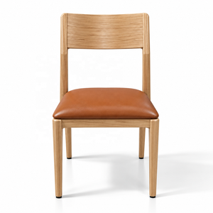 Silla de Comedor de Madera Maciza con Asiento Tapizado en <span class=keywords><strong>Cuero</strong></span> PU, Respaldo Curvo, sin Brazos, <span class=keywords><strong>para</strong></span> Restaurante, Hotel, Bistro - Product Image 4