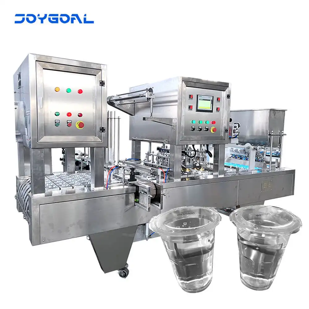 water plastic cup filling sealing production line   water filling and cupping equipment   water cup filling packing machine