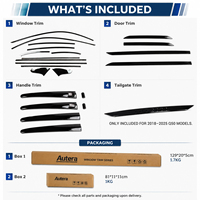 Kit de garnitures de protection chromées noires haut de gamme Autera pour Infiniti Q50 Q50S Nissan Skyline V37 2014-2025