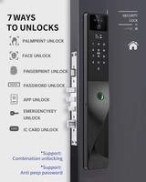 Serrure de porte à reconnaissance faciale 3D, entrée sans clé, alarme anti-effraction, serrure de porte numérique sécurisée pour la maison