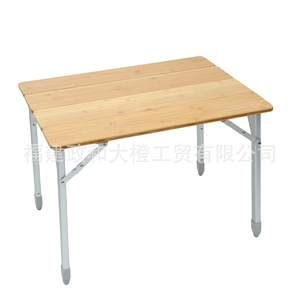 โต๊ะพับกลางแจ้ง 100x65x65 ซม. แบบพกพาปรับความสูงได้ โต๊ะปิกนิกแคมป์ปิ้งทรงสี่เหลี่ยม สีไม้ธรรมชาติ - Product Image 2
