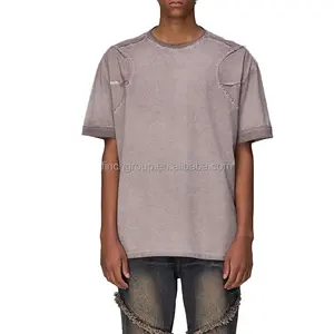 Finch garment high quality reverse cut sew fashion tshirt custom 100% cotton wash vintage streetwear t shirt