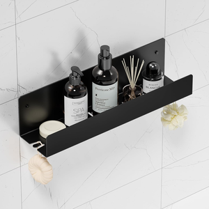 홈 스토리지 16인치 욕실 샤워 선반 정리함, 304 스테인리스 스틸 플로팅 샤워 선반 대용량, 무광 블랙 - Product Image 1
