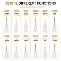Outil de suppression des cuticules YAQIN à petite tête, 5 en 1, embouts de ponceuse à ongles coniques en carbure de tungstène pour les ongles
