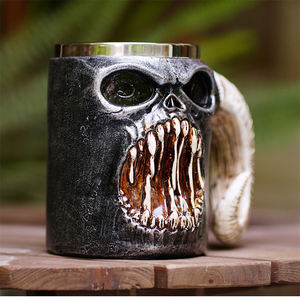 Sıradışı paslanmaz çelik gotik yaratıcı parti cam 3D öfke kafatası iskelet tarzı şarap bardağı ortaçağ ev dekor kafatası kupa - Product Image 6