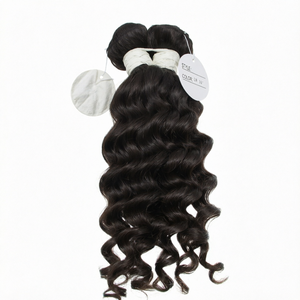 Extensions de cheveux humains vierges 8A, double trame, brésiliennes, ondulées profondes, noires naturelles, pour tressage - Product Image 1